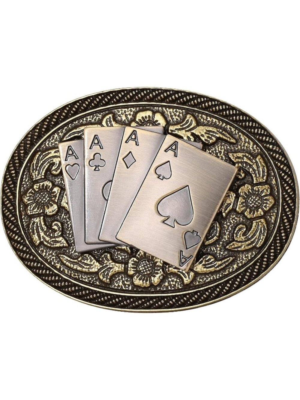 Women Golden Poker Vintage Cowboy Cowgirl Longhorn Bull Rodeo Belt Buckle